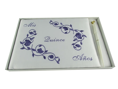 Load image into Gallery viewer, Premium Satin MIS QUINCE ANOS Guest Book w/ Pen - Floral (1 Pc)
