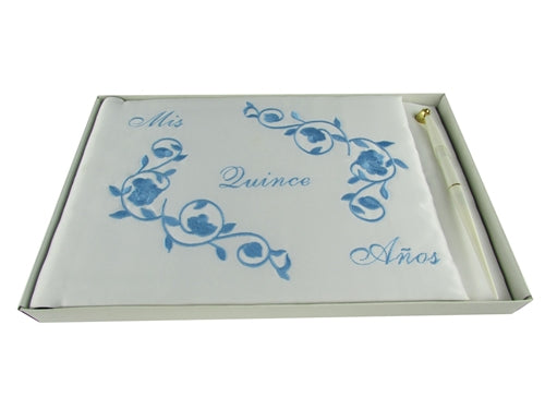 Load image into Gallery viewer, Premium Satin MIS QUINCE ANOS Guest Book w/ Pen - Floral (1 Pc)
