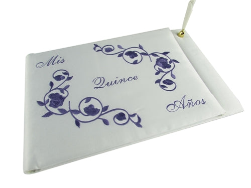 Load image into Gallery viewer, Premium Satin MIS QUINCE ANOS Guest Book w/ Pen - Floral (1 Pc)
