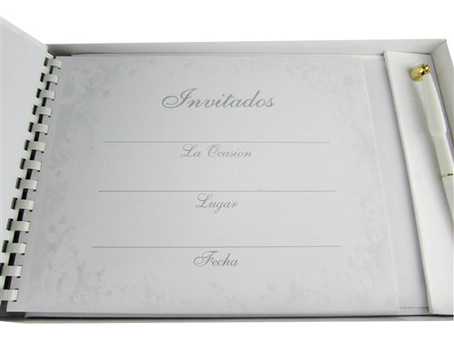 Premium Satin MIS QUINCE ANOS Guest Book w/ Pen - Floral (1 Pc)