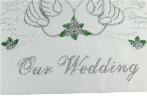 Load image into Gallery viewer, Premium Satin Embroidered &quot;WEDDING&quot; Guest Book w/ Pen - Swan (1 Pc)

