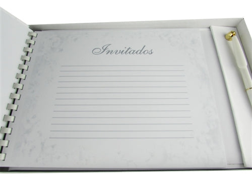 Libro de invitados "BODA" bordado en satén de primera calidad con bolígrafo - Cisne (1)