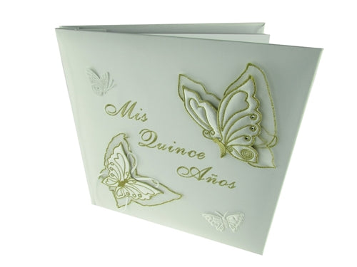 Premium Satin Embroidered Quinceanera Photo Album - Butterfly 