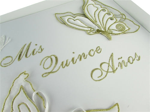 Premium Satin Embroidered Quinceanera Photo Album - Butterfly