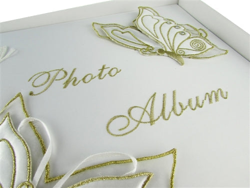 Premium Satin Embroidered - Photo Album - Butterfly Design (1 Pc)