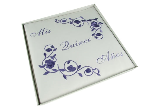 Premium Satin Embroidered Quinceanera Photo Album - Floral Design (1 Pc)