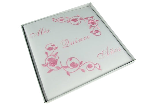 Premium Satin Embroidered Quinceanera Photo Album - Floral Design (1 Pc)