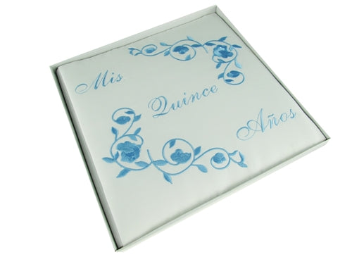 Premium Satin Embroidered Quinceanera Photo Album - Floral Design (1 Pc)