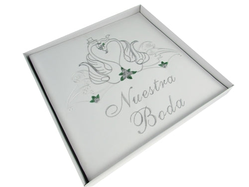 Load image into Gallery viewer, Premium Satin Embroidered Wedding Photo Album - Swan Design (1 Pc)
