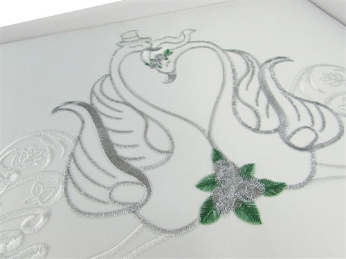 Premium Satin Embroidered Wedding Photo Album - Swan Design (1)