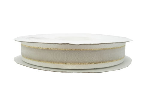 Load image into Gallery viewer, 5/8&quot; Sheer Organza Ribbon w/ Satin &amp; Metallic Edges (25 Yds)
