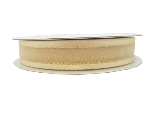 5/8" Sheer Organza Ribbon w/ Satin & Metallic Edges (25 Yds)
