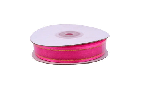 5/8" Sheer Organza Ribbon w/ Satin & Metallic Edges (25 Yds)