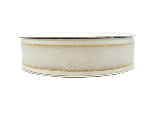 Load image into Gallery viewer, 7/8&quot; Sheer Organza Ribbon w/ Satin &amp; Metallic Edges (25 Yds)
