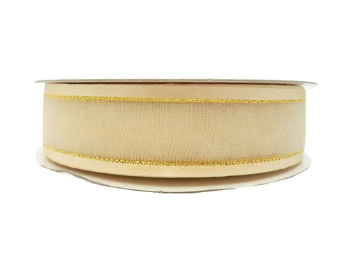 Load image into Gallery viewer, 7/8&quot; Sheer Organza Ribbon w/ Satin &amp; Metallic Edges (25 Yds)
