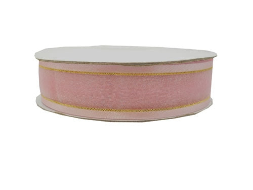 Load image into Gallery viewer, 7/8&quot; Sheer Organza Ribbon w/ Satin &amp; Metallic Edges (25 Yds)
