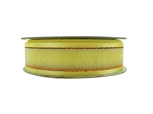 Load image into Gallery viewer, 7/8&quot; Sheer Organza Ribbon w/ Satin &amp; Metallic Edges (25 Yds)
