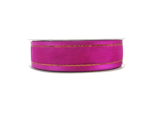 Load image into Gallery viewer, 7/8&quot; Sheer Organza Ribbon w/ Satin &amp; Metallic Edges (25 Yds)
