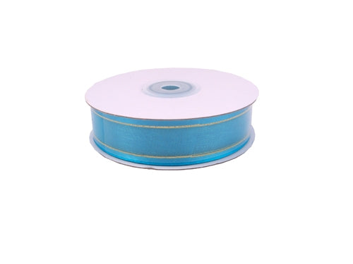 Load image into Gallery viewer, 7/8&quot; Sheer Organza Ribbon w/ Satin &amp; Metallic Edges (25 Yds)
