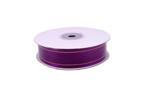 7/8" Sheer Organza Ribbon w/ Satin & Metallic Edges (25 Yds)
