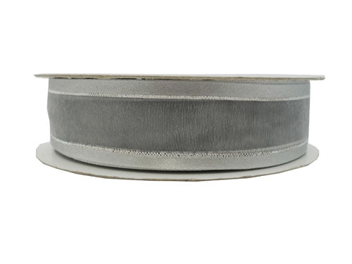 Load image into Gallery viewer, 7/8&quot; Sheer Organza Ribbon w/ Satin &amp; Metallic Edges (25 Yds)
