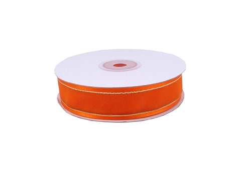 Load image into Gallery viewer, 7/8&quot; Sheer Organza Ribbon w/ Satin &amp; Metallic Edges (25 Yds)
