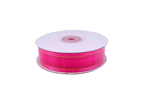 Load image into Gallery viewer, 7/8&quot; Sheer Organza Ribbon w/ Satin &amp; Metallic Edges (25 Yds)
