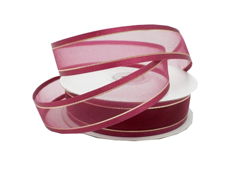 Load image into Gallery viewer, 7/8&quot; Sheer Organza Ribbon w/ Satin &amp; Metallic Edges (25 Yds)
