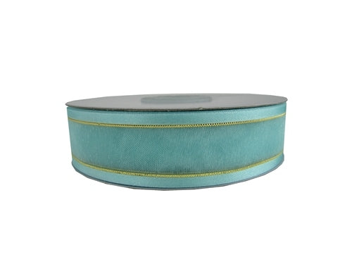 Load image into Gallery viewer, 7/8&quot; Sheer Organza Ribbon w/ Satin &amp; Metallic Edges (25 Yds)
