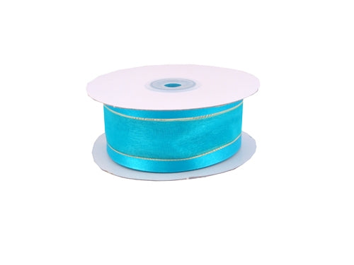 Cinta de organza transparente de 1.5 in con bordes satinados y metálicos (25 yardas)