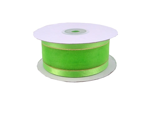 Cinta de organza transparente de 1.5 in con bordes satinados y metálicos (25 yardas)
