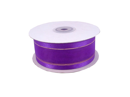 Cinta de organza transparente de 1.5 in con bordes satinados y metálicos (25 yardas)