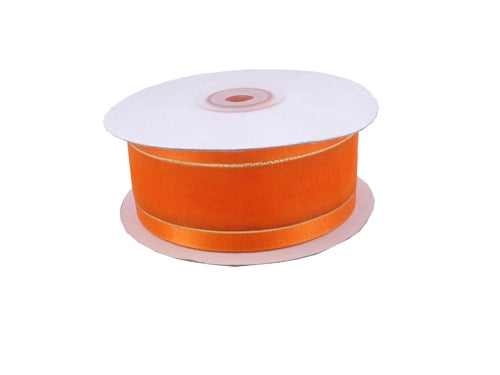 Cinta de organza transparente de 1.5 in con bordes satinados y metálicos (25 yardas)