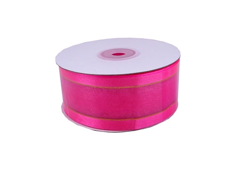 Cinta de organza transparente de 1.5 in con bordes satinados y metálicos (25 yardas)
