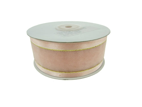Cinta de organza transparente de 1.5 in con bordes satinados y metálicos (25 yardas)